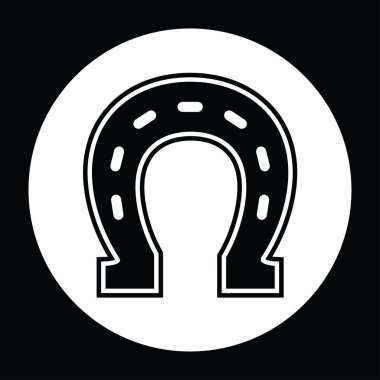 Şanslı at nalı siyah beyaz vektör çizim