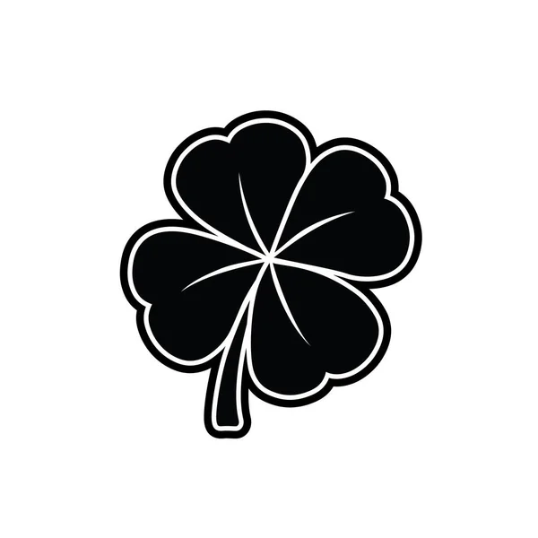 Four-leaf clover black and white vector illustration