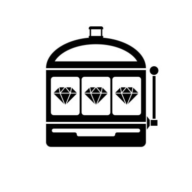 Elmas slot makinesidir simge siyah beyaz vektör çizim