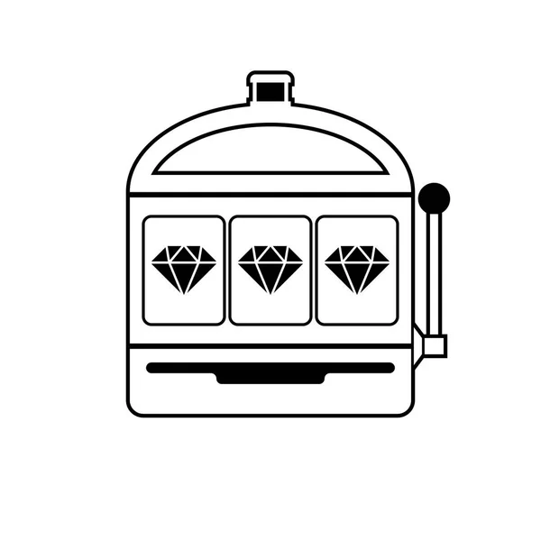 Diamond slot machine icon black and white vector illustration — Stock Vector