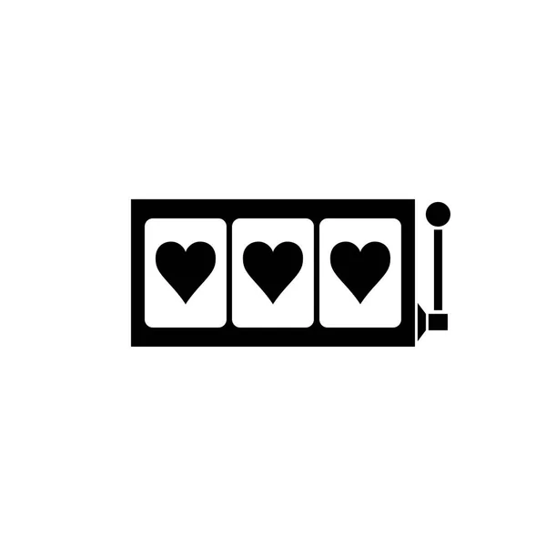 Heart slot reels icon black and white vector illustration — Stock Vector