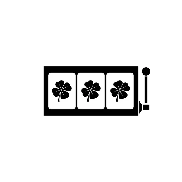 Quadrifoglio slot rulli icona in bianco e nero vettoriale illustrazione — Vettoriale Stock