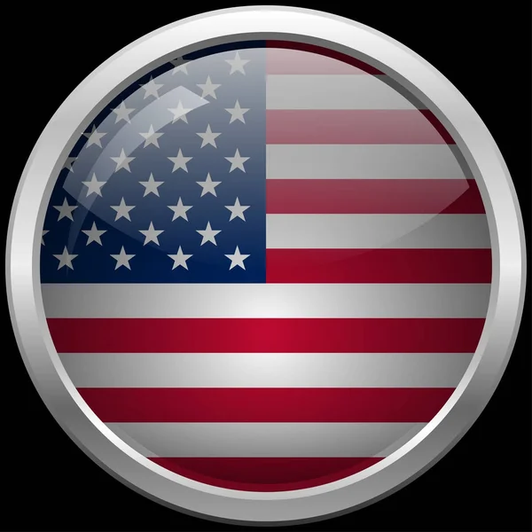 USA flag glass button vector illustration — Stock Vector