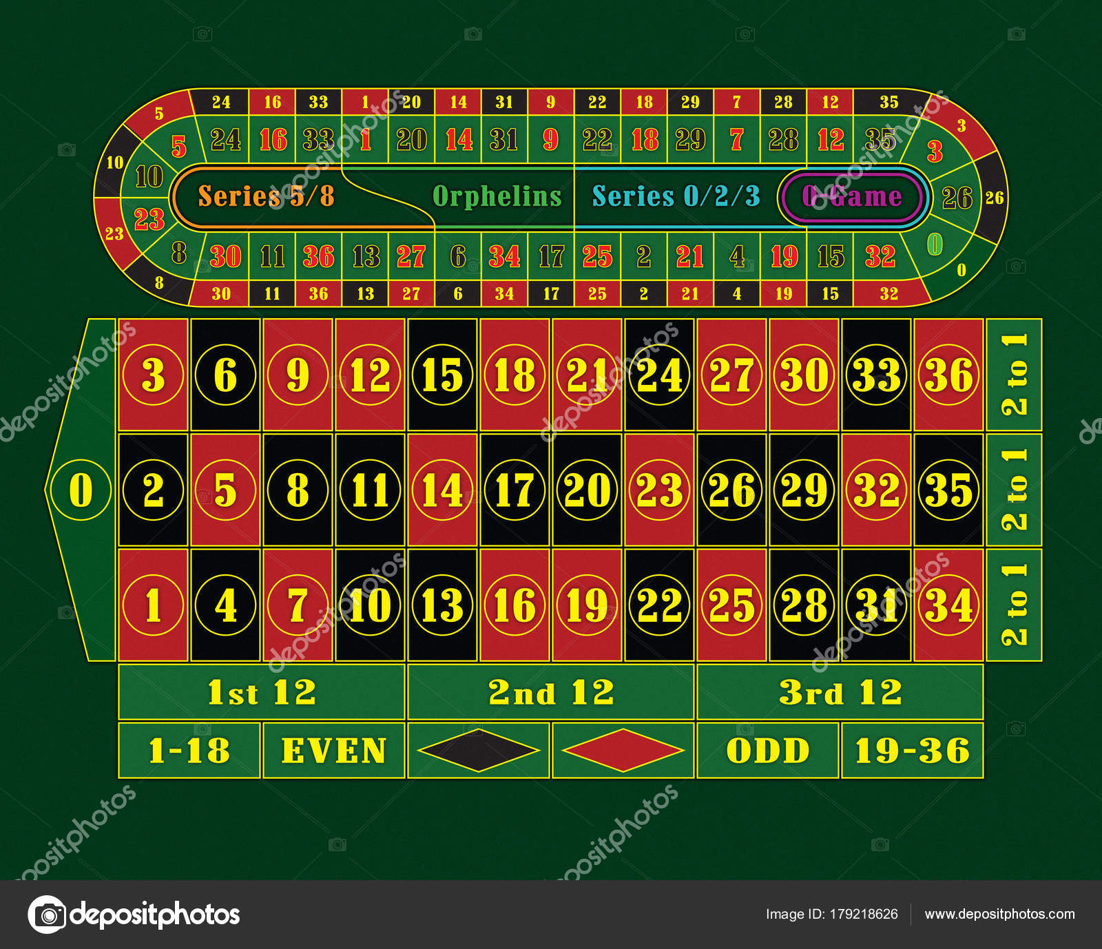 Traditional European Roulette Table raster illustration — Stock Photo
