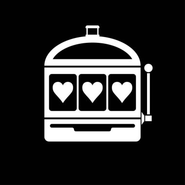 Kalp slot makinesidir simge siyah beyaz vektör çizim