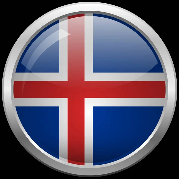 Isländska flaggan glas knappen vektorillustration — Stock vektor