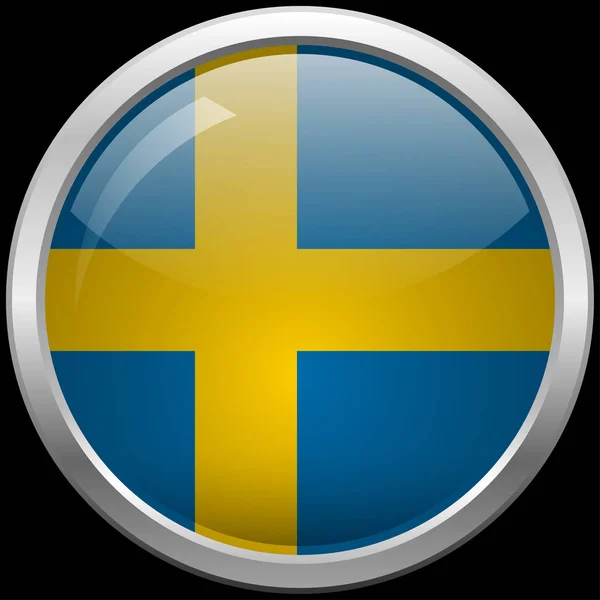 Bandera sueca botón de vidrio vector ilustración — Archivo Imágenes Vectoriales