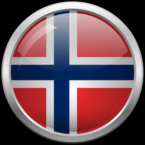 Bandera de Noruega botón de vidrio vector ilustración — Archivo Imágenes Vectoriales