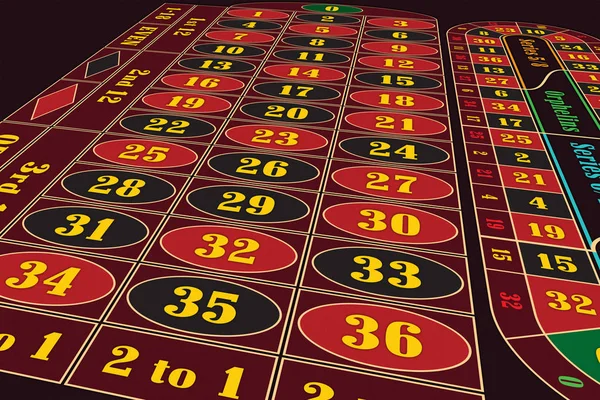 European Roulette Table perspective raster illustration — Stock Photo, Image