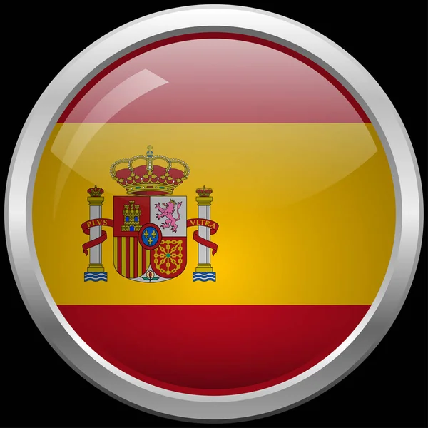 Spanish flag glass button vector illustration — Stock Vector