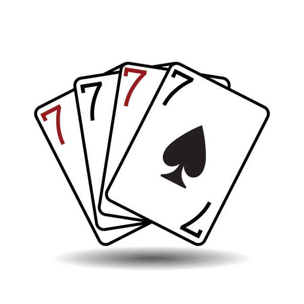 Hrací karty čtyři sedmičky vektorové ilustrace — Stockový vektor