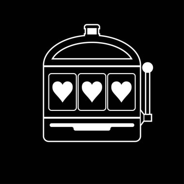 Kalp slot makinesidir simge siyah beyaz vektör çizim