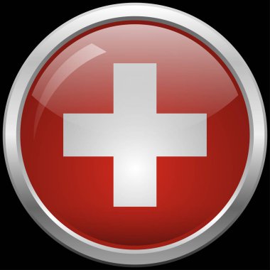 İsviçre bayrağı düğmesini vektör çizim cam