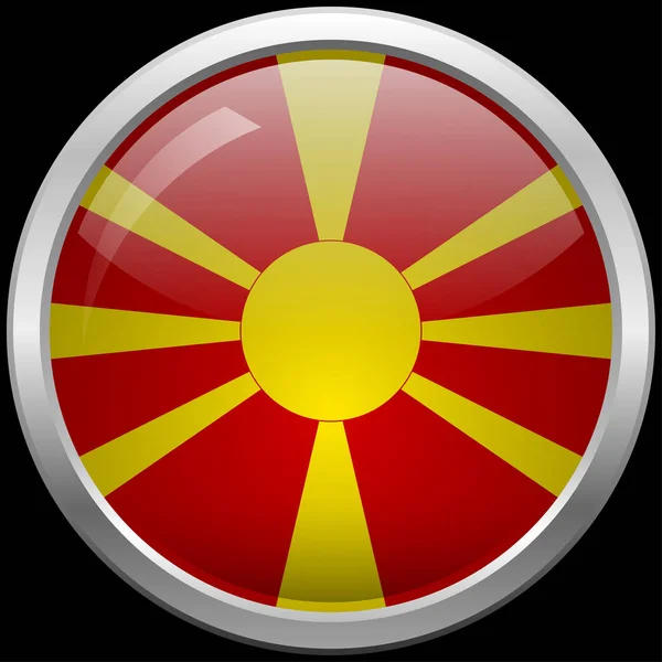 Macedónio bandeira de vidro botão vetor ilustração — Vetor de Stock