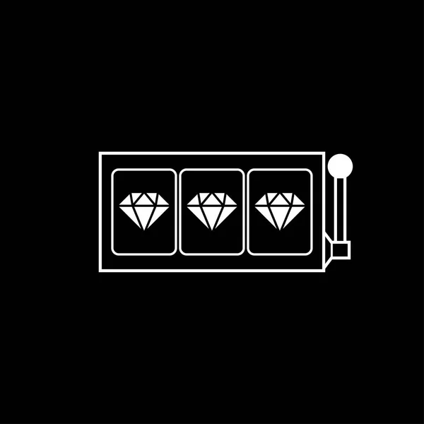 Diamante slot rulli icona in bianco e nero vettoriale illustrazione — Vettoriale Stock