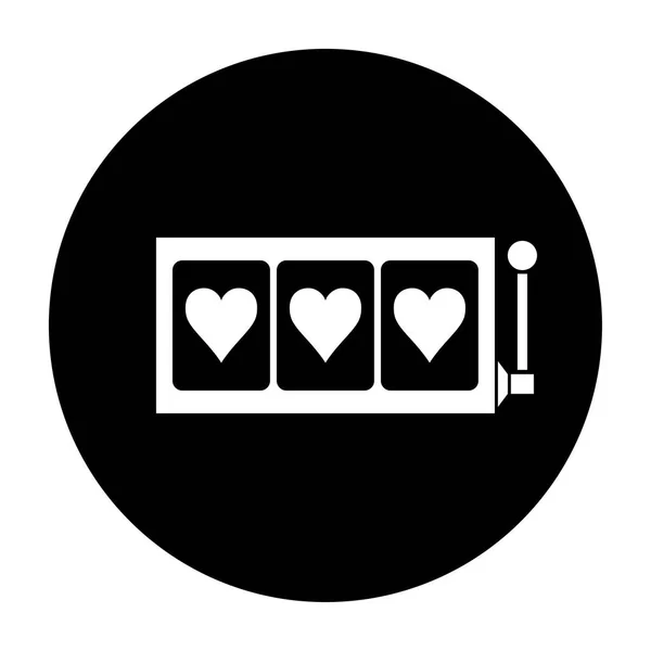 Heart slot reels icon black and white vector illustration — Stock Vector