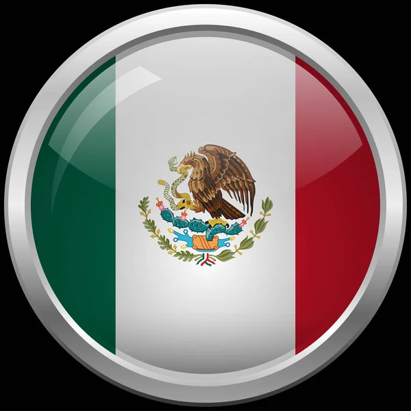 Ilustración de vector de botón de bandera mexicana — Vector de stock