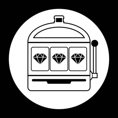 Elmas slot makinesidir simge siyah beyaz vektör çizim