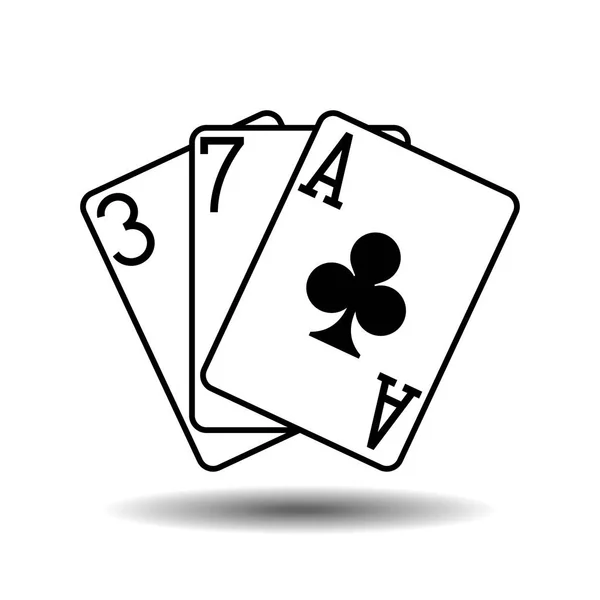 Tři kluby hrací karty vektorové ilustrace — Stockový vektor