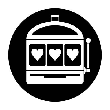 Kalp slot makinesidir simge siyah beyaz vektör çizim