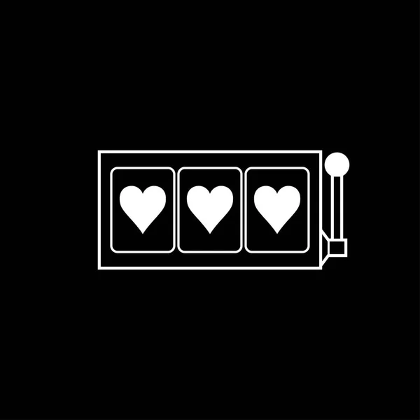 Heart slot reels icon black and white vector illustration — Stock Vector