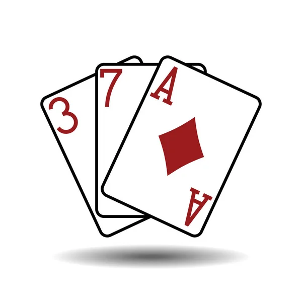 Három kártya káró vektoros illusztráció — Stock Vector