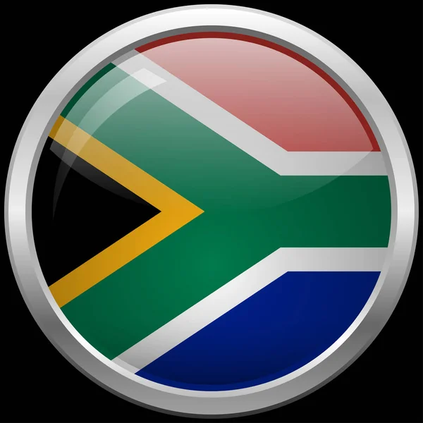 Bandera de Sudáfrica botón de vidrio vector ilustración — Vector de stock