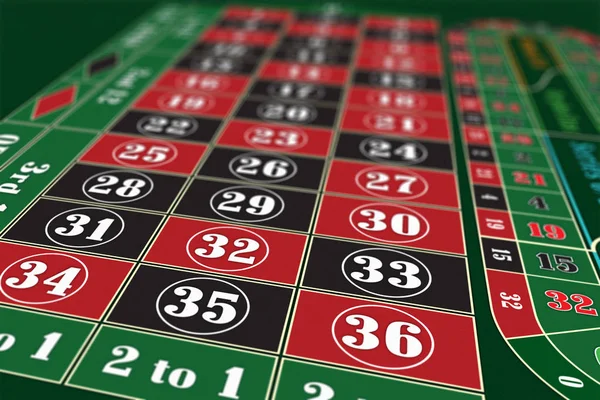 European Roulette Table perspective raster illustration, shallow DoF — Stock Photo, Image