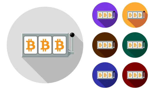 Bitcoin ranura carretes icono conjunto — Vector de stock