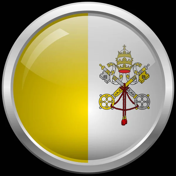 Vaticano bandeira de vidro botão vetor ilustração — Vetor de Stock