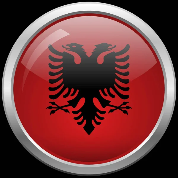 Albanese bandiera vetro pulsante vettoriale illustrazione — Vettoriale Stock