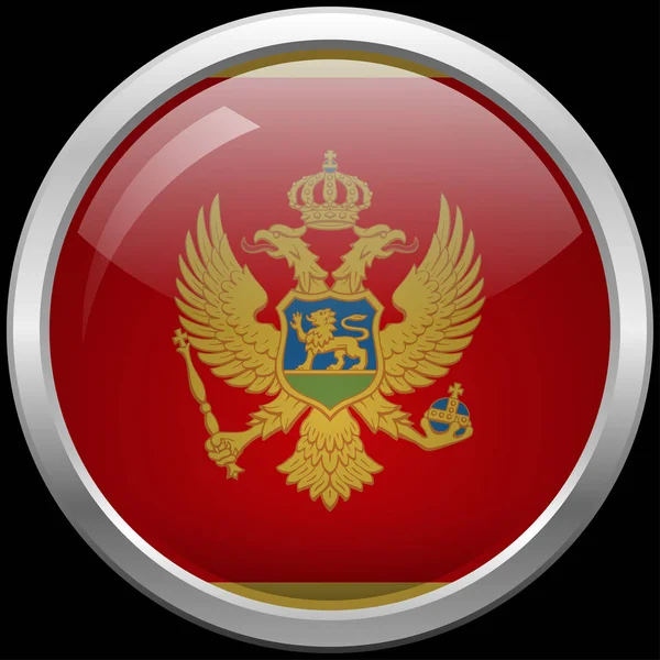 Montenegro bandeira de vidro botão vetor ilustração — Vetor de Stock