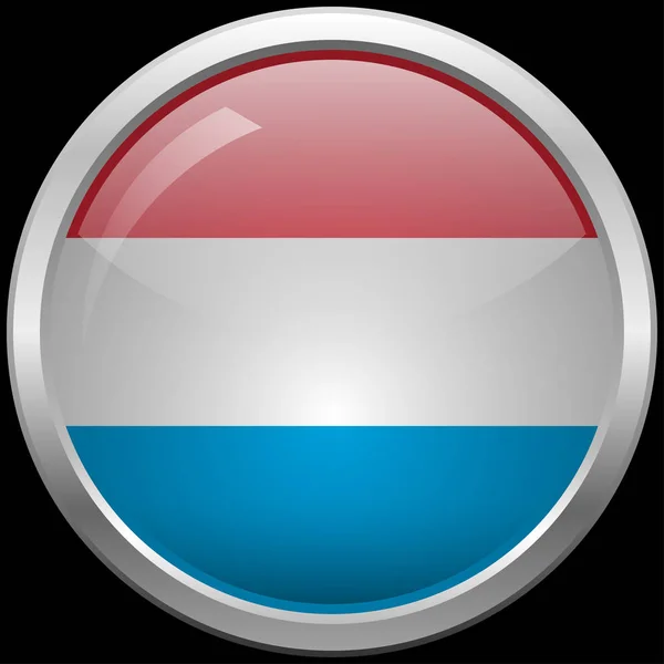 Luxemburgo bandera cristal botón vector ilustración — Archivo Imágenes Vectoriales