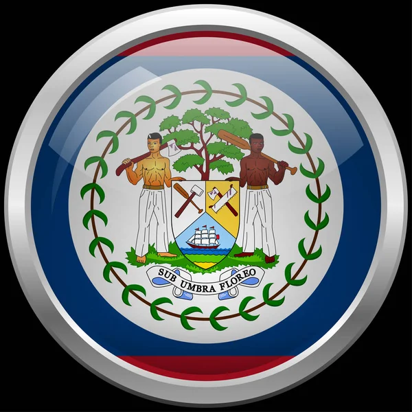 Flaga Belize szklany przycisk wektor ilustracja — Wektor stockowy