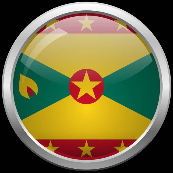 Grenada bandeira vidro botão vetor ilustração — Vetor de Stock