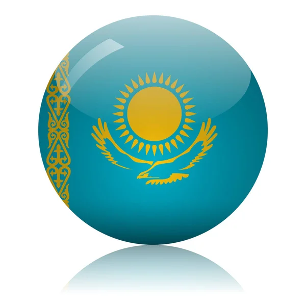 カザフスタンの旗のガラスのアイコンベクトル図 — ストックベクタ