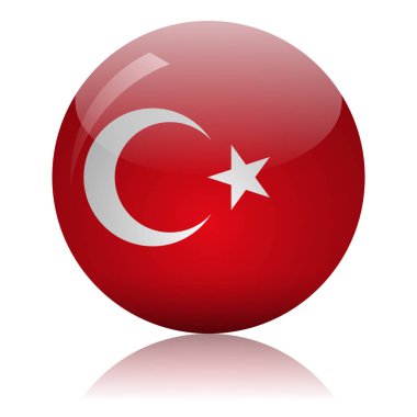 Türk bayrağı cam ikon vektör illüstrasyonu