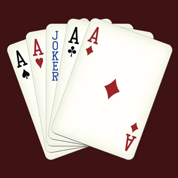 五种-Ace 和小丑-扑克牌矢量图 — 图库矢量图片#