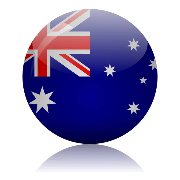 オーストラリアの旗のガラスのアイコンのベクトルイラスト — ストックベクタ