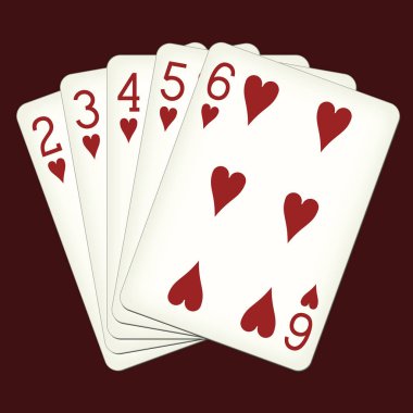 Straight Flush kalpler 2-altı - iskambil vektör çizim
