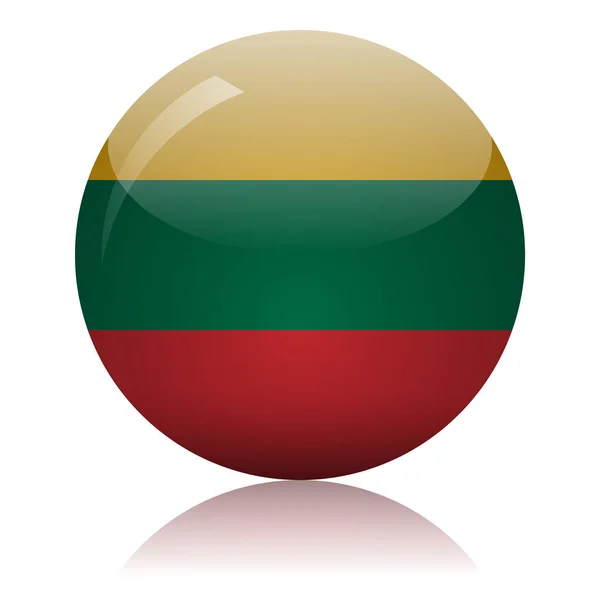 リトアニアの旗のガラスのアイコンのベクトルイラスト — ストックベクタ