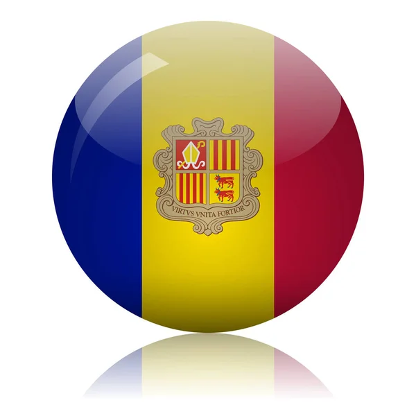 Andorranská vlajka skleněná ikona vektorová ilustrace — Stockový vektor