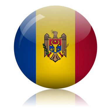 Moldova bayrağı cam ikon vektör çizimi