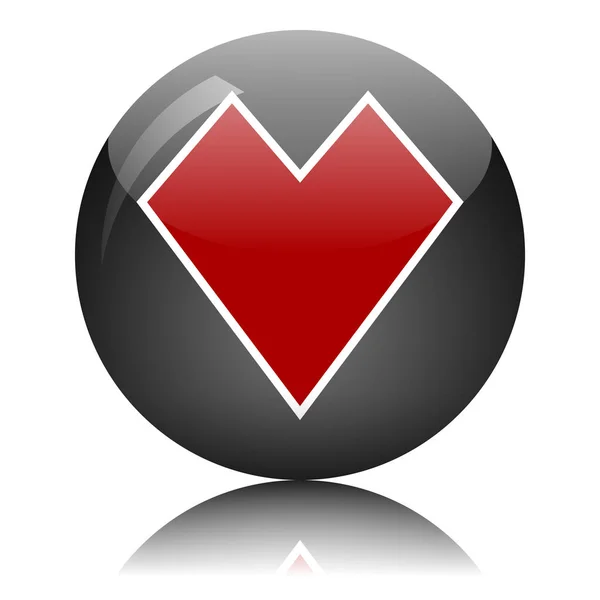 Ilustração vetorial de botão de vidro coração — Vetor de Stock
