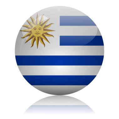 Açık ayna yüzey vektör illüstrasyonunda Uruguay bayrak topu