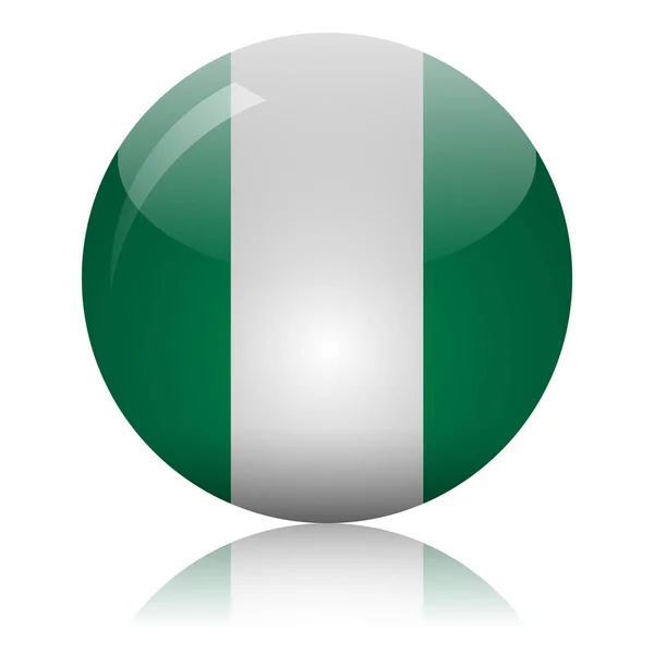 Nigerian Flag Glass Ball Light Mirror Surface Vector Illustration — Stock Vector