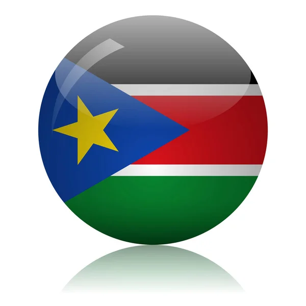Νότια Σουδανική Σημαία Γυάλινη Σφαίρα Στο Φως Καθρέφτη Απεικόνιση Διάνυσμα — Διανυσματικό Αρχείο