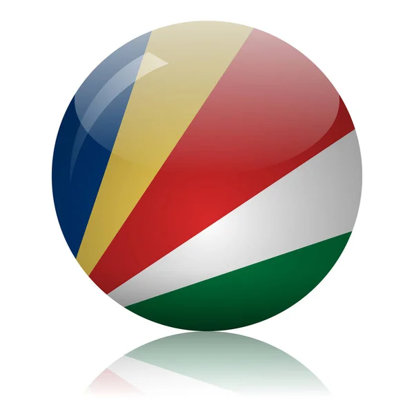 Bola Vidrio Bandera Seychelles Luz Espejo Superficie Vector Ilustración — Vector de stock