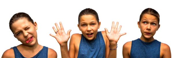 Farklı duygular ile karşı karşıya kümesi. Kız.