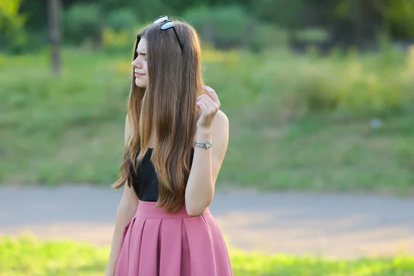 Young beautiful girl shows emotions delight pleasure bliss — Stock Photo, Image